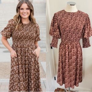 JessaKae Floral Smocked Midi Dress